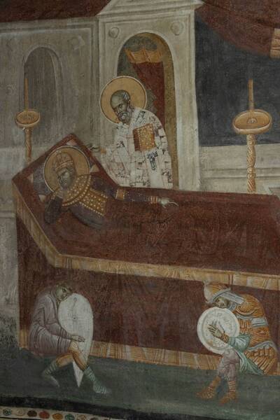 St. Nicholas appears in a dream to Emperor Constantine