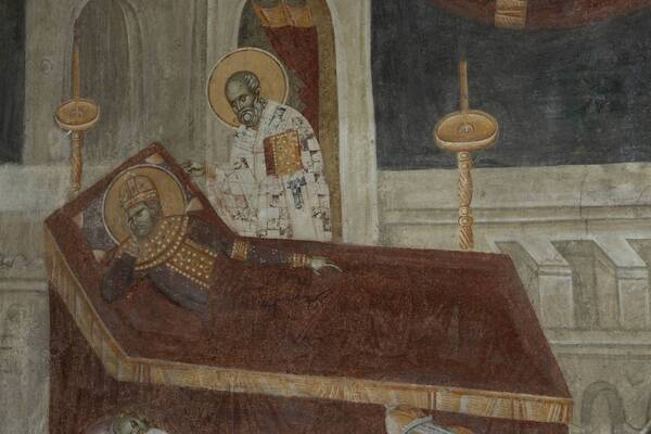 St. Nicholas appears in a dream to Emperor Constantine